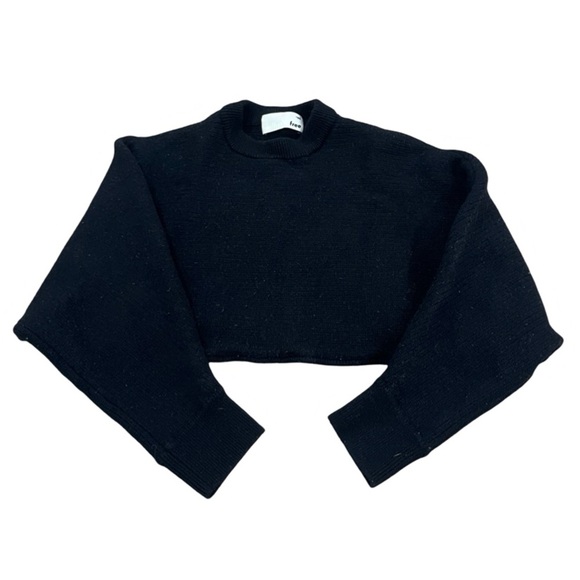 Aritzia Wilfred Free Black Lolan Cropped Knit Sweater 100% Merino Wool Size 2 - Picture 5 of 9